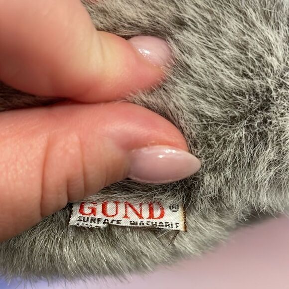 Vintage Gund Light Grey Bunny Rabbit w Green Detail Excellent Condition 11.5” - Picture 8 of 9